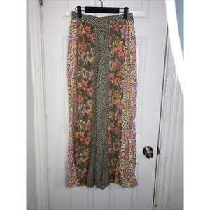 Cato Women's Sea Grass Palazzo Elastic Waist Wide Leg Pants Size M